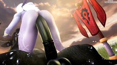 Sexy MILF gets gangbanged by Tauren males in the wild lands of Azeroth, and their massive cocks pound her wet pussy until she cums hard