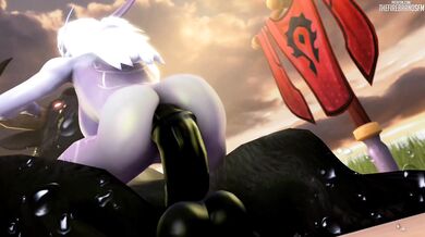 Sexy MILF gets gangbanged by Tauren males in the wild lands of Azeroth, and their massive cocks pound her wet pussy until she cums hard