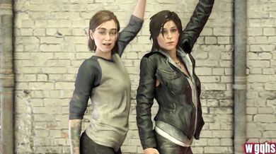 Ellie gets her ass destroyed by a giant cock while Lara watches, jealous