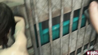 Ellie gets her ass destroyed by a giant cock while Lara watches, jealous