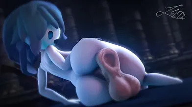Watch as this sexy cat demon takes on her human prey in the spooky catacombs!