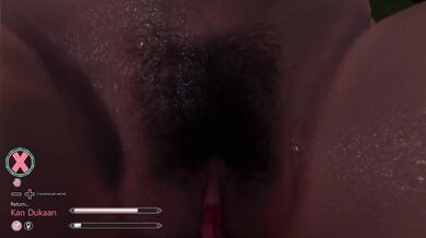 The Dragonborn seduces Lydia in the College of Winterhold, and they share a passionate moment together