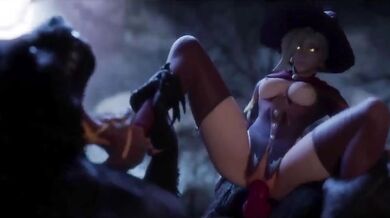 The naughty witch Mercy conjures up a werewolf for her pleasure, but things get really wild when they enlist the help of Rekin3d!