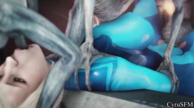 Massive Meat Monster Makes Mouthful of Mighty Metroid Mistress - MMFF