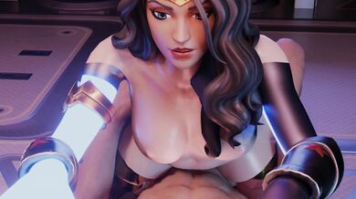 The sexy Wonder Woman takes on her new angle for a heroic sex scene like no other!