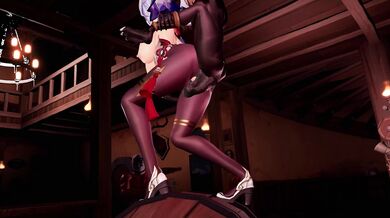 A young girl named Ganyu has her first sexual experience with a muscular man who bounces on the bed like a trampoline while having intense sex!