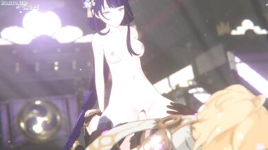 This hentai porn video features Raiden Shogun, a sexy cowgirl who takes on her lover in a steamy horizontal sex scene