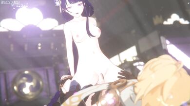 This hentai porn video features Raiden Shogun, a sexy cowgirl who takes on her lover in a steamy horizontal sex scene