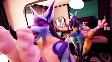 Twin Pokemon Tails and Claws - A Hentai Fetish Fantasy