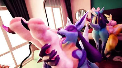 Twin Pokemon Tails and Claws - A Hentai Fetish Fantasy