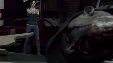 Claire runs out of ammo in 4K Ultra HD with 60 frames per second