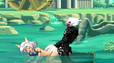 Busty MILF Grizela gets lifted up by her dog while being pounded from behind in a missionary position on ABAO island!