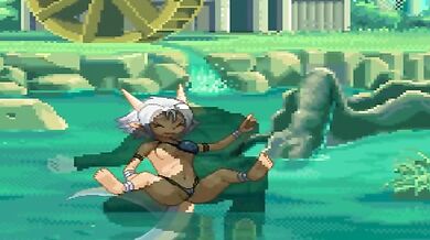 Busty MILF Grizela gets lifted up by her dog while being pounded from behind in a missionary position on ABAO island!