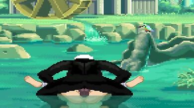 Busty MILF Grizela gets lifted up by her dog while being pounded from behind in a missionary position on ABAO island!