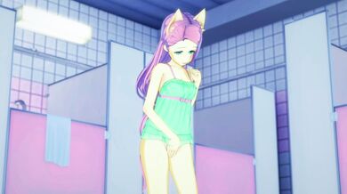 Voiced Hentai Animation: Shower room was empty so Fluttershy decides to have some fun with the hot water spraying on her body!