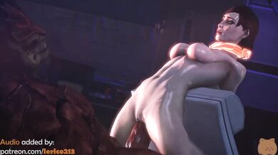 The two alien warriors of the Normandy SR2, Commander Shepard and Urdnot Wrex, come together in a fiery passion that could only be described as epic