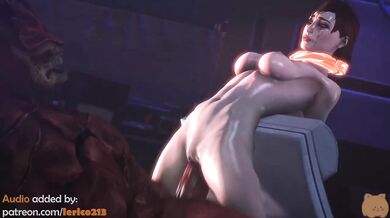 The two alien warriors of the Normandy SR2, Commander Shepard and Urdnot Wrex, come together in a fiery passion that could only be described as epic