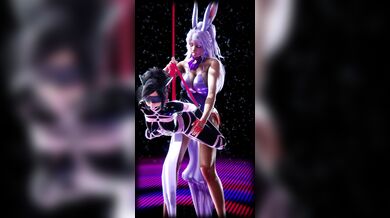 AnaLagrange, a busty bunny, takes on a suspended cat while railin’ in a train station