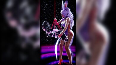 AnaLagrange, a busty bunny, takes on a suspended cat while railin’ in a train station