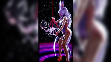 AnaLagrange, a busty bunny, takes on a suspended cat while railin’ in a train station