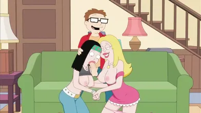Watch this hot porn video where an American Dad gets a sensual blowjob by a sexy lady!