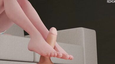 The Footjob Queen of Inkville, Marie from Splatoon, Gets a Barefoot Handjob