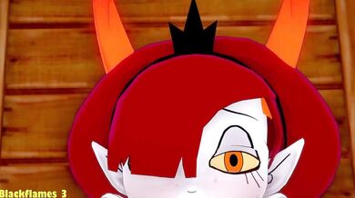 Watch as Hekapoo sits on a black dildo, slowly sliding up and down while moaning loudly! This video is sure to satisfy your deepest desires!