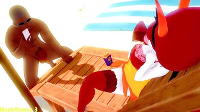 Watch as Hekapoo sits on a black dildo, slowly sliding up and down while moaning loudly! This video is sure to satisfy your deepest desires!