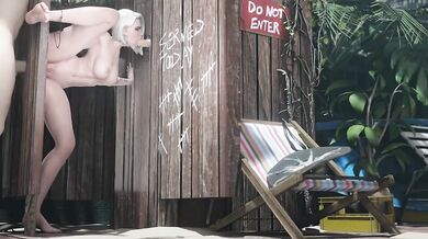 This is a hentai porn video featuring Ashe, where she takes advantage of a glory hole and ends up having multiple orgasms with various men