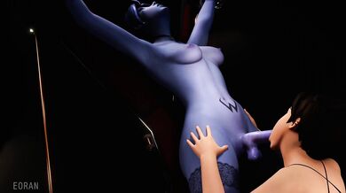 Pierced by an Arrow, Tracers Breasts Splatter onto Widowmakers Nipples as they Fuck on Saint Andrews Cross