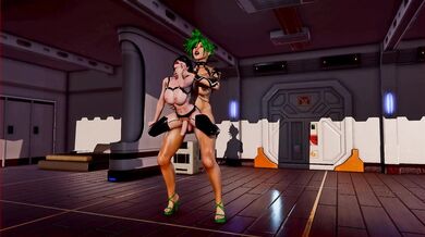 Sapphire Seduces Her Masked Futa Lover with a Green Hair Orgy