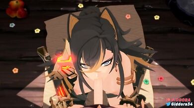 Gorgeous Dehya from Genshin Impact gets naughty and wild in a hentai-themed PORN video tease