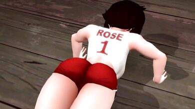Watch Ruby Rose and her hot friend Rosie do push-ups for you in RWBY!