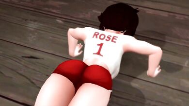 Watch Ruby Rose and her hot friend Rosie do push-ups for you in RWBY!
