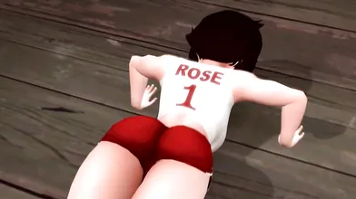 Watch Ruby Rose and her hot friend Rosie do push-ups for you in RWBY!