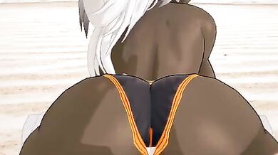 Watch two futa aliens get it on on the beach with a human in this smutty sci-fi erotic flick!