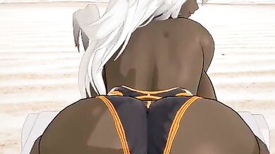 Watch two futa aliens get it on on the beach with a human in this smutty sci-fi erotic flick!