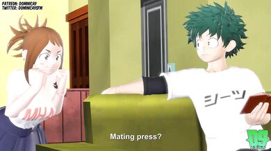 A horny Deku takes advantage of a distracted Uraraka and pins her down for an intense mating session!