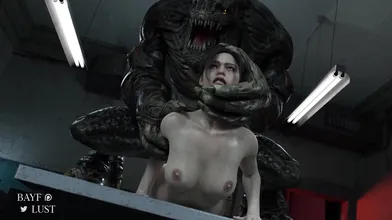 Claire Redfield gets pounded hard by Bayf Lust in her first hentai scene ever!
