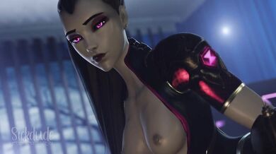 Watch as sexy cosplayer, Widowmaker, rides her Halloween pumpkin!