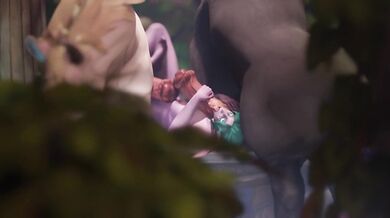 Watch as the enchantress Tyrande and two stallions go at it, while someone watches from afar Its a voyeurs delight!