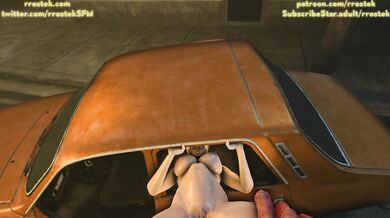 Lustful Rachel gets ravaged in the car by a demonic creature, Rrostek