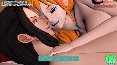 La princesa Nami y su futanari asistente Robin en un video porno espectacular (SUB ESP)