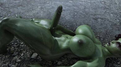 The Orcish Futanari Warrior and her Monstrous Cock, Jerking off in the Misty Rainforest