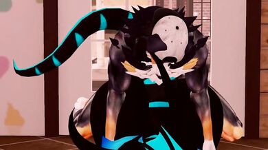 Two best friends, a dragon and a dog, enjoy the warmth of a sunny day by playing in the sandpit together