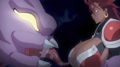 A sexy warrior woman offers her breasts to a group of horny monsters, and they suck on them with pleasure until she becomes their new queen