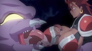 A sexy warrior woman offers her breasts to a group of horny monsters, and they suck on them with pleasure until she becomes their new queen