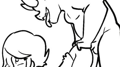 The Femboy is taken to a remote cabin in the woods, where he meets with a mysterious monster man who ravages him until he cums