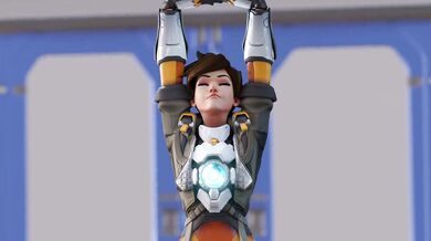 Watch Tracers hot feet get licked and sucked by a sexy Redmoon in this intense footjob scene!