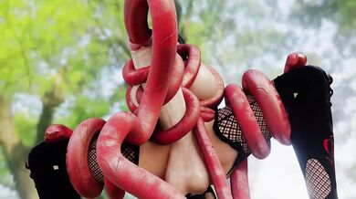 This is a hentai PORN video where the sexy Nyotengu gets ravaged by tentacles, brought to you by fak3d3athSFM